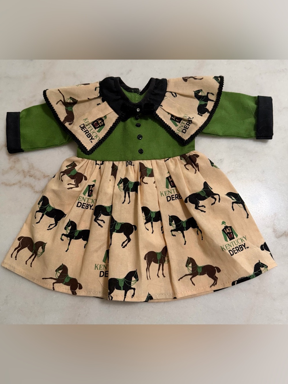 Kentucky Derby Horse Print Doll Dress Made For “American Girl” Size Dolls